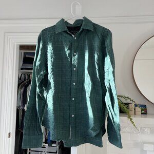 Rag & Bone Shirt Men’s Medium Green White Plaid Cotton Dress Casual Work